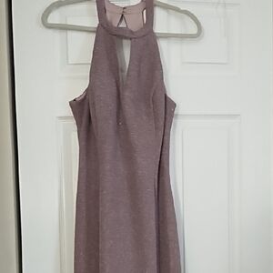Night Way Collections One-Shoulder Mauve Halter Dress